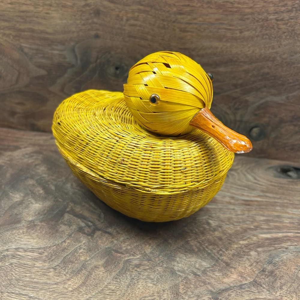 Charming Yellow Duck Woven Basket